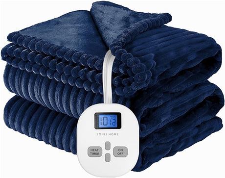 Grey, ZONLI Electric Blanket Queen Size,Heated Blanket Throw with 10 Heating
