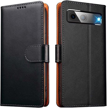 Google Pixel 7a iWEOCO Case Wallet Genuine Leather Flip with Anti-Theft RFID