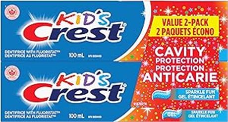 100 mL (Pack of 2) Crest Kid's Toothpaste Cavity Protection Sparkle Fun Gel