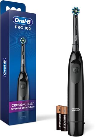 Oral B Pro 100 CrossAction, Battery Powered Toothbrush, Black