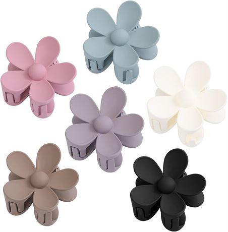 6 Pack Flower Claw Clips for Thick Thin Hair, Non Slip Large Caw Clips for Women