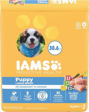 13.88kg  IAMS Puppy Large Breed Dry Dog Food - Chicken and Whole Grains Recipe,