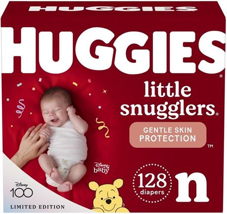 HUGGIES Newborn Diapers - Little Snugglers Disposable Baby Diapers, 128ct
