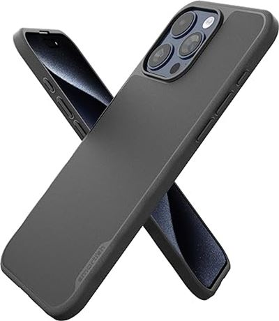 Black Smartish iPhone 15 Pro Max Slim Case - Gripmunk Compatible with MagSafe