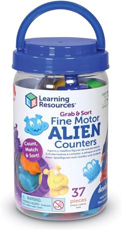 Learning Resources Grab & Sort Fine Motor Alien Counters - 37 Pieces, Ages 3+