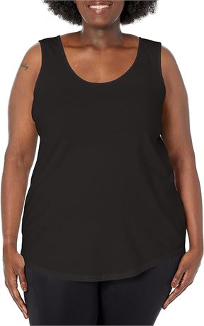 3X Just My Size Women's Shirt-Tail Tank Top, Black