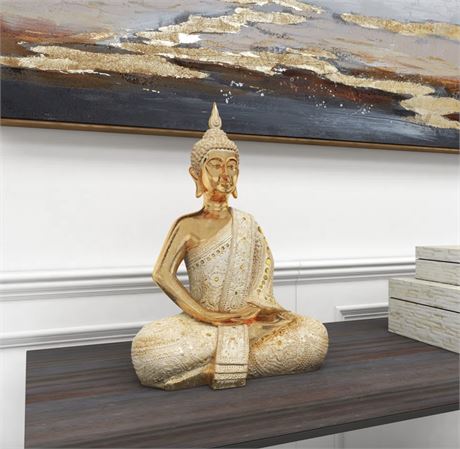 19" Luxury Buddha Statue with texture detailing and a solid pattern