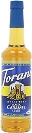 Torani Sugar Free Caramel Classic Syrup, Pet Bottle, 750 milliliters