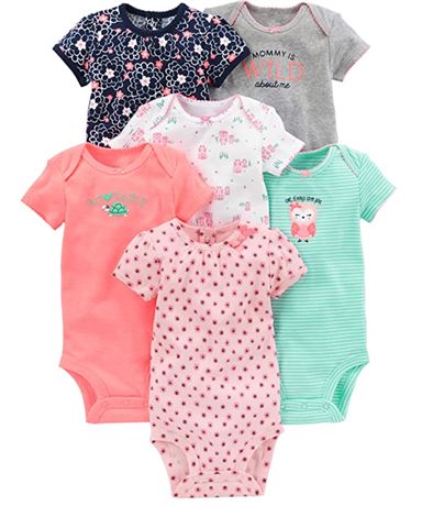 Newborn (0m) - Simple Joys by Carter's Baby-Girls 6-Pack Short-Sleeve Bodysuit