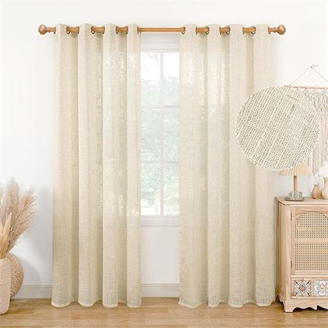 52W x 95L BGment Natural Linen Curtains 95 Inches Long for Living Room, Grommet
