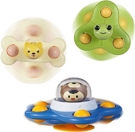 3Pcs Cartoon Suction Cup Spinner Toys
