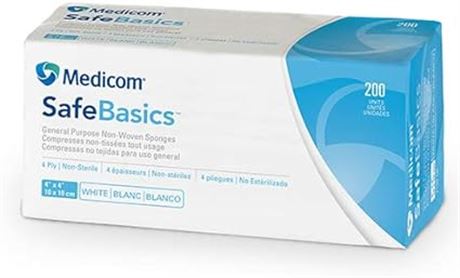 Medicom Safebasics general purpose Non-Woven Sponges, Non-Sterile, 4 ply, 200 un