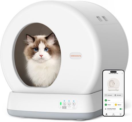 MeoWant Self-Cleaning Cat Litter Box, Integrated Safety Protection Automatic Cat