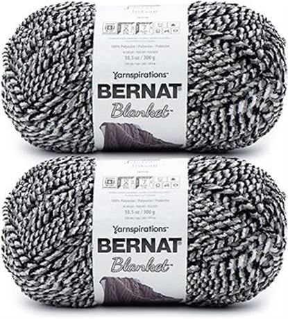Bernat Blanket Inkwell Yarn - 2 Pack of 300g/10.5oz - Polyester - 6 Super Bulky