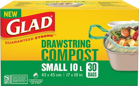 Glad 100% Compostable Drawstring Bags - Small 10 Litres