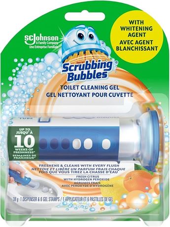 Scrubbing Bubbles Fresh Gel Toilet Cleaning Stamp, Citrus Scent, Dispenser
