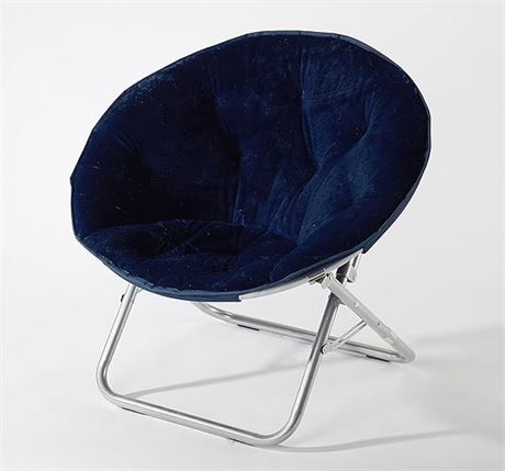Urban Shop Faux Fur Saucer Chair, Navy, 29"X32"X22" , Navy