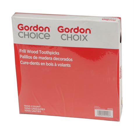 Gordon Choice Frill Wood Toothpicks, 1000 CT