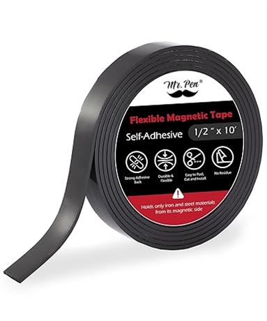 1/2 Inch x 10 Feet Mr. Pen- Flexible Magnetic Tape, Magnetic Strip, Magnets