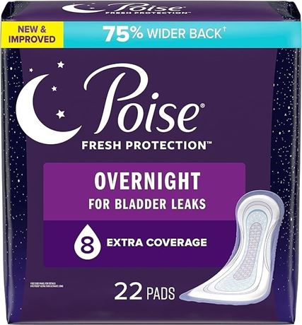 22 Count - Poise Incontinence Pads for Women/Bladder Leakage Pads