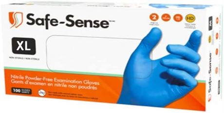 (100/pk) (XL) Medisca Safe-Sense Nitrile Blue Medical Gloves, 4mil, 9" Blue