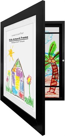 Americanflat 10x12.5 Kids Artwork Picture Frame in Black- Displays 8.5x11