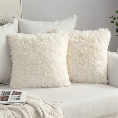 MIULEE Pack of 2 Luxury Faux Fur Throw Pillow Cover