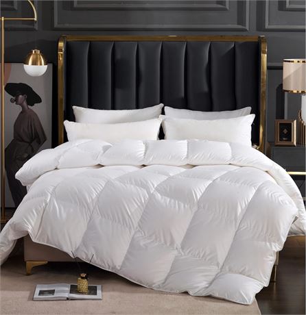 King Size LEYCAY Heavyweight Goose Feathers Down Duvet for Winter Weather