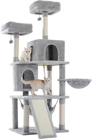 PAWZ Road 63.3" Cat Tree, Multi-Level Cat Tower with 2 Luxury Condos
