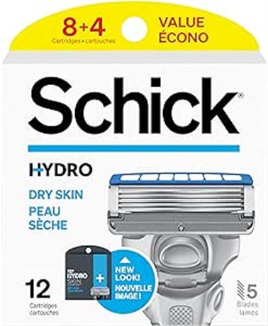 Schick Hydro Skin Comfort Dry Skin 5 Blade Razor Refills, 12 Count