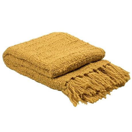 Langley Street Detwiler Knitted Acrylic Throw Blanket – Mustard – 50”W x 60”L