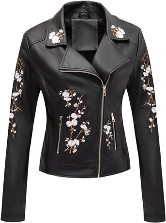 XXL - Bellivera Women Faux Leather Casual Jacket Moto Biker Short Coat