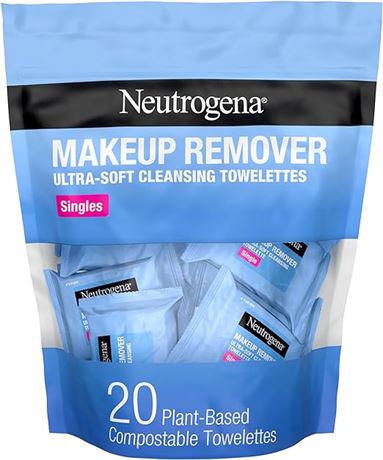 20ct Neutrogena Makeup Remover Cleansing Towelette Singles, Daily Face Wipes