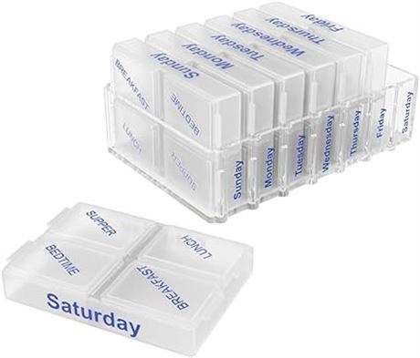 EZY DOSE Weekly 7Day Pill Organizer Vitamin & Medicine Box, Pop-Out Compartments