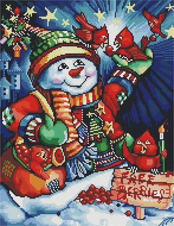 Abillyn Embroidery Cross Stitch Kits Christmas Cartoon Snowman Birds Stamped