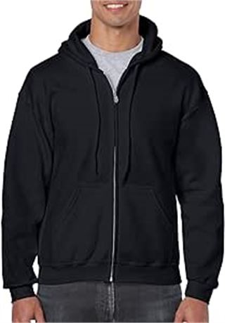 LRG - Gildan Men's Heavy Blend Full-Zip Hoodie Sweatshirt, Black