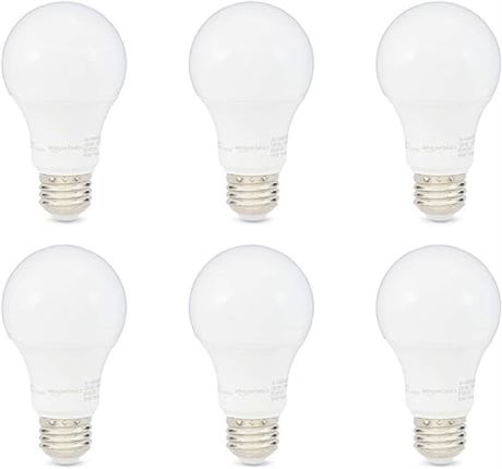 6-Pack, Amazon Basics 40W Equivalent, Soft White, Dimmable, 10,000 Hour Lifetime