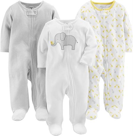 0 - 3 Months - Simple Joys by Carter's Baby-Boys 3-Pack Neutral Sleep and Play