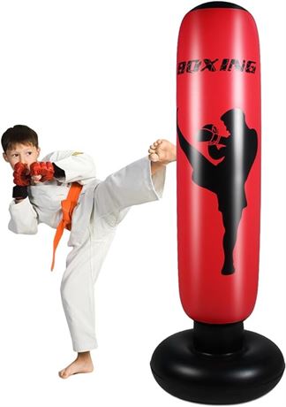 Inflatable Punch Bag for Adult，Free Standing Boxing Bag for Immediate Bounce