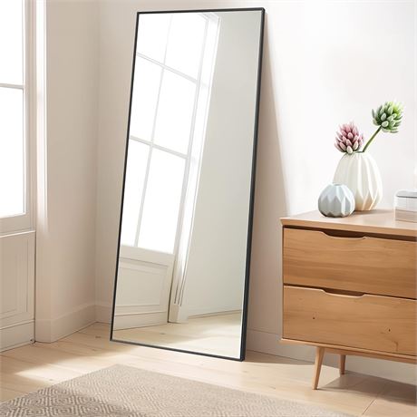 KOCUUY Black Full Length Mirror, 64”x21” Floor Length Mirror, Rectangular Full