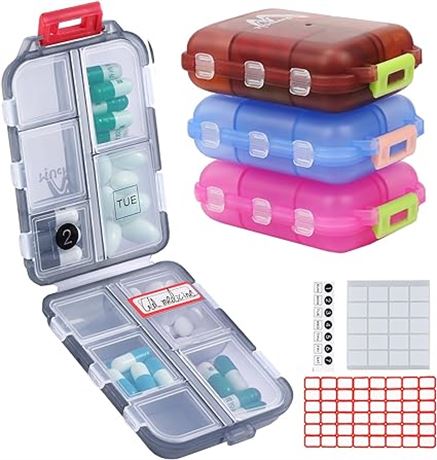 4 Pack Pill Case Portable Small Weekly Travel Pill Organizer Portable Pocket