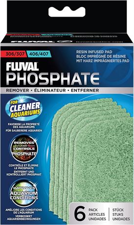 Fluval 306/406 and 307/407 Phosphate Remover Pad - 6 Count (Pack of 1)