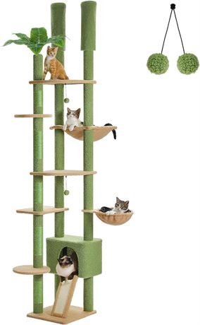 PAWZ Road Tall Cat Tree[90.5"-100.4"], Floor to Ceiling Cat Tree Tower