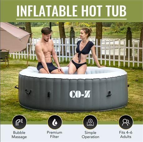 CO-Z 6 Person 7ft Inflatable Hot Tub Pool with Massage Jets and All Accessories