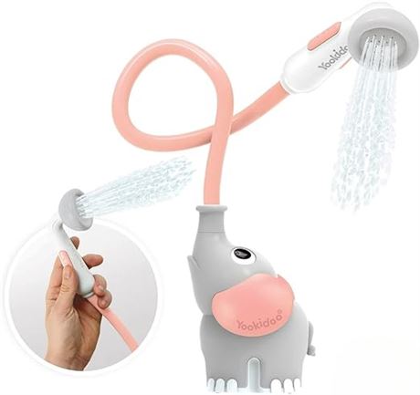 Yookidoo Baby Bath Shower Head - Elephant Bath Toy and Trunk Spout Rinser