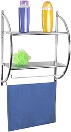 Home Basics 2-Tier Bathroom Shelf, Chrome, 17.5 by 10 by 21.5-Inch