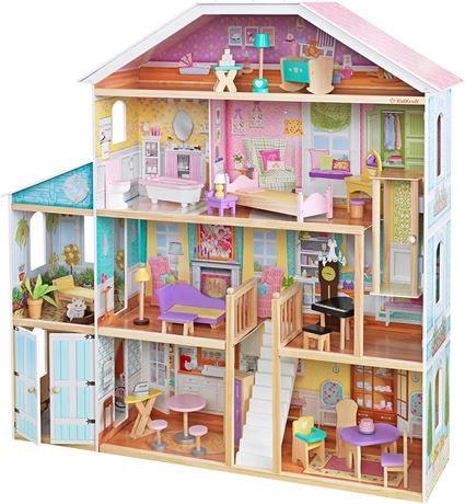KidKraft Grand View Mansion Dollhouse with EZ Kraft Assembly