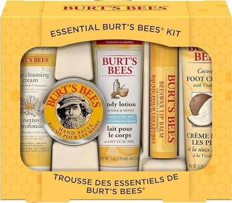 Burt's Bees Essential Kit Deep Cleansing Cream, Hand Salve, Body Lotion