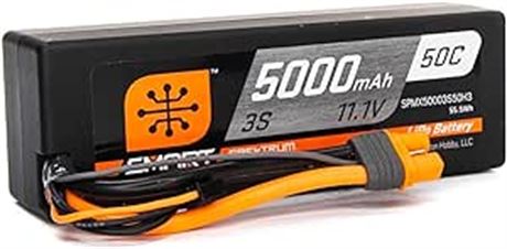 Spektrum 11.1V 5000mAh 3S 50C Smart Hardcase LiPo Battery: IC3, SPMX50003S50H3