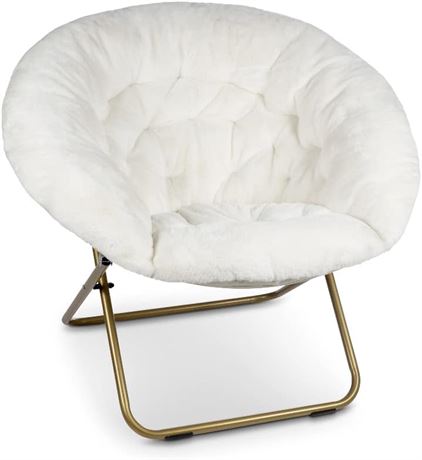 X-Large Milliard Cozy Chair/Faux Fur Saucer Chair for Bedroom (White)